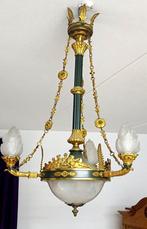 Antieke zware bronze vergulde kroonluchter./ Lamp / hanglamp, Huis en Inrichting, Lampen | Kroonluchters, Ophalen, Zo goed als nieuw