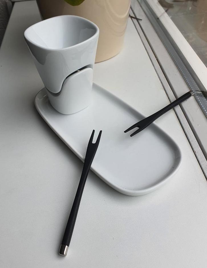 Menu Design Chocolade Fondue Set – Jakob Wagner, Witgoed en Apparatuur, Fonduesets, Zo goed als nieuw, Fondueset, Waxinelicht