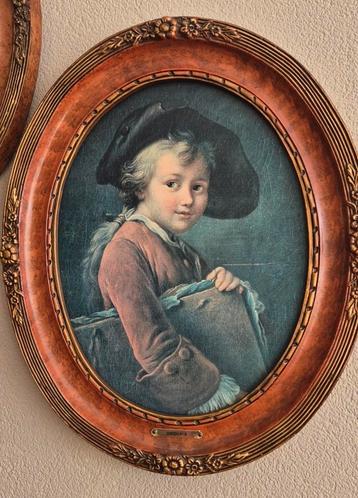 Oude Drouais Print in Ovale Lijst beschikbaar voor biedingen