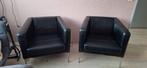 2 zwarte stoelen met metalen poten, Huis en Inrichting, Fauteuils, Ophalen, Minder dan 50 cm, Gebruikt, Minder dan 75 cm