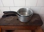 set vintage antieke aluminium pannetjes zwart greep bakeliet, Antiek en Kunst, Ophalen