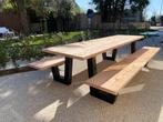 Steigerhout/douglashouten picknicktafel met industriele poot, Ophalen of Verzenden, Nieuw, Rechthoekig, Hout