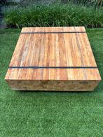Industrial Teak Salontafel 100x100x34, Ophalen, Vierkant, 50 tot 100 cm, Zo goed als nieuw