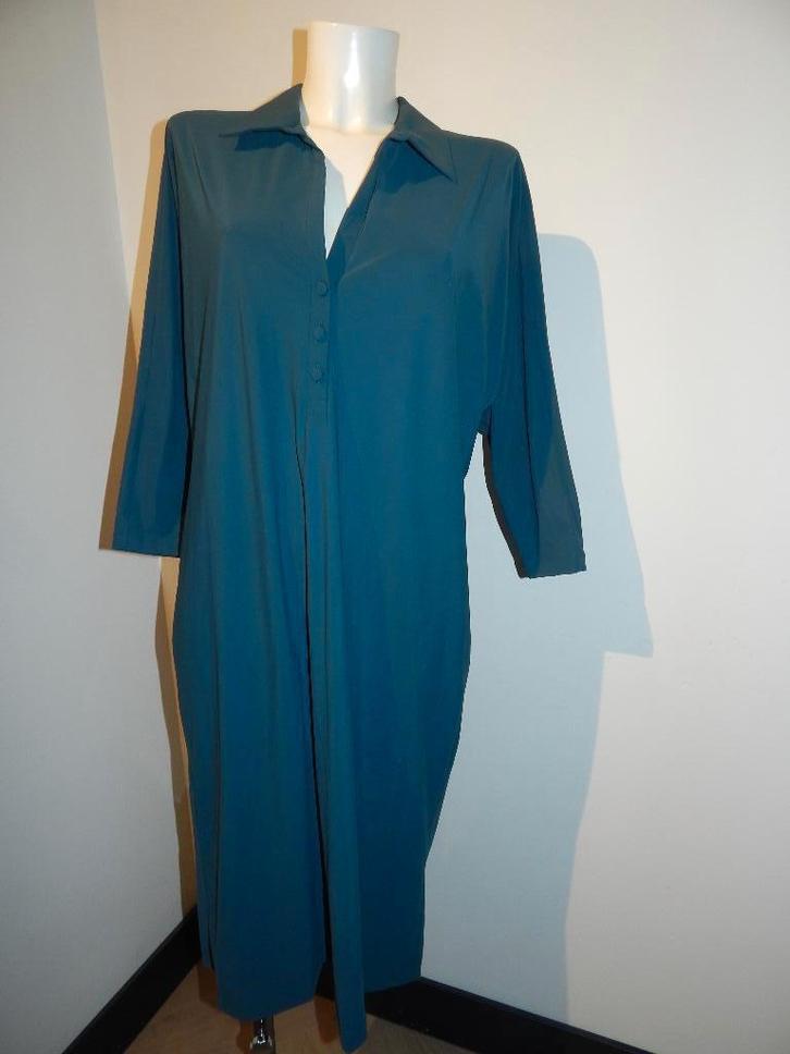 Ladress travel stretch stof jurk zee groen blauw tint XL, Kleding | Dames, Jurken, Zo goed als nieuw, Maat 46/48 (XL) of groter