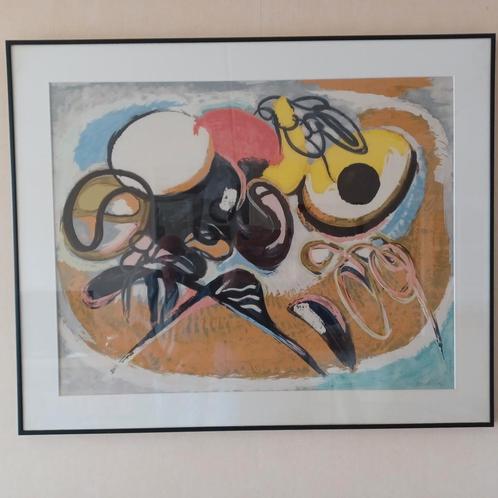 Abstract zeefdruk op textiel,jaarstuk Texoprint Boekelo, Antiek en Kunst, Kunst | Schilderijen | Abstract, Ophalen