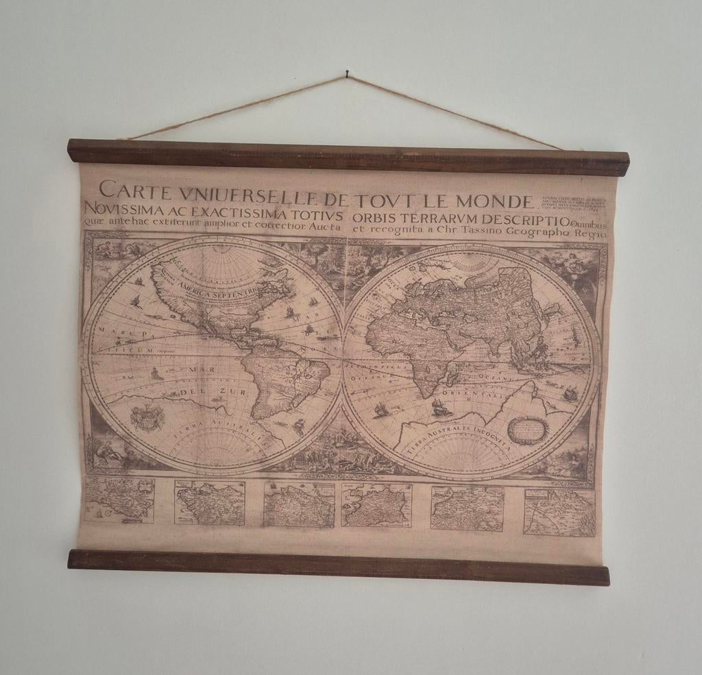 Canvas Poster Wereldkaart, Ophalen of Verzenden, Zo goed als nieuw