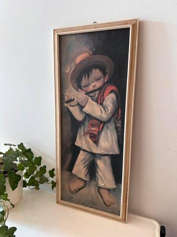 Schilderij fluitend jongetje vintage beschikbaar voor biedingen