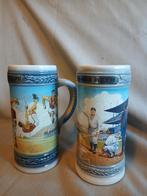 2 Aardewerk bierpullen "Babe Ruth, Jim Thorpe", Antiek en Kunst, Ophalen of Verzenden