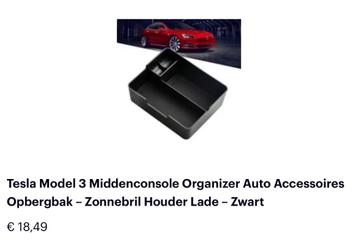 Tesla Model 3 Midden Console organizer - opbergbak