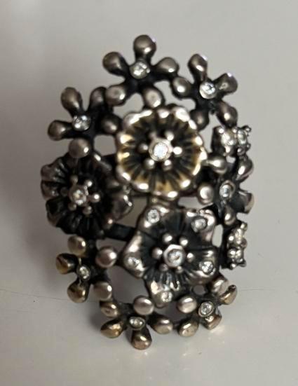 Prachtige zilveren ring bloemendesign met zirkonia maat 20, Sieraden, Tassen en Uiterlijk, Ringen, Nieuw, Dame, 20 of groter, Zilver