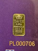 tavex 0,25 gram goudbaren 999, Verzenden, Goud