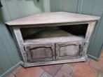 vintage white wash eiken hoekkast tvkast. Evt. gratis lcd tv, Ophalen, Gebruikt, 100 tot 150 cm, Minder dan 100 cm