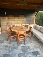 6 stoelen en ronde tafel, Huis en Inrichting, Gebruikt, Bruin, Ophalen of Verzenden, Vijf, Zes of meer stoelen