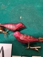 kerst vogels rood glas 2x [a912/2], Diversen, Kerst, Ophalen of Verzenden