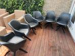 6x Antraciet-zwart kleurige PU- leren eetkamer stoelenn, Huis en Inrichting, Stoelen, Ophalen, Gebruikt, Zwart, Leer
