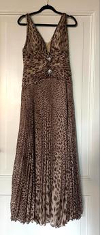 Elegante Feestjurk met Print, Kleding | Dames, Gelegenheidskleding, Galajurk, Bruin, Verzenden, Maat 34 (XS) of kleiner