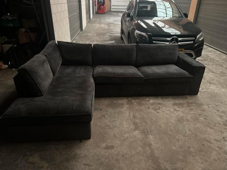 Nette woood thomas  hoekbank links rib antraciet grijs, Huis en Inrichting, Banken | Complete zithoeken, Zo goed als nieuw, Ophalen