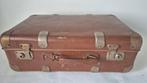 Antieke vintage koffer, valies, bruin hard leer., Ophalen of Verzenden