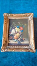 Stilleven klein olieverf schilderij fruit bloemen gesigneerd, Antiek en Kunst, Kunst | Schilderijen | Klassiek, Ophalen of Verzenden