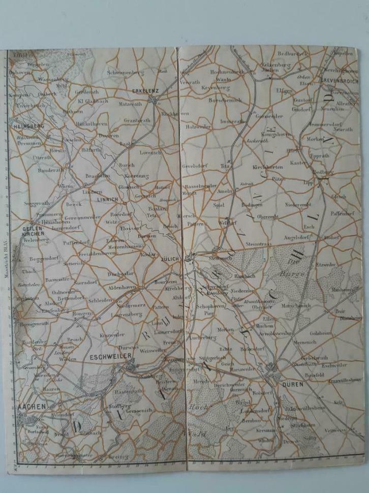 36 / Stafkaart ANWB van Herzogenrath uit het jaar 1906, Boeken, Atlassen en Landkaarten, Gelezen, Landkaart, Nederland, 1800 tot 2000