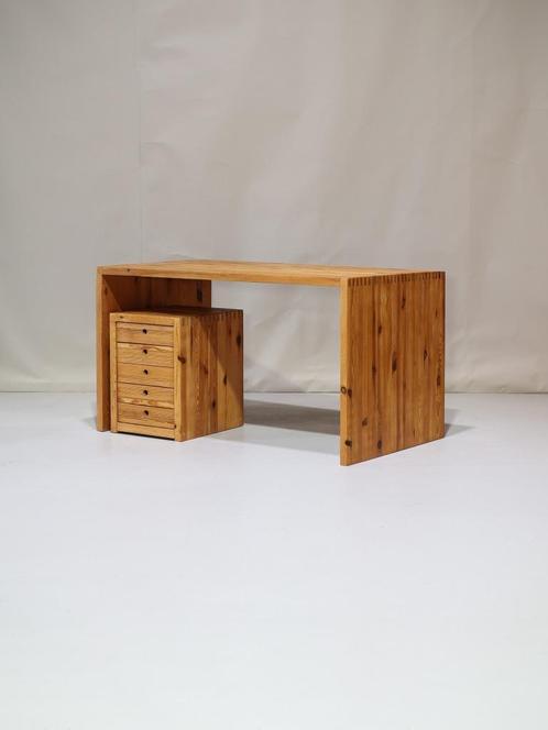 Ate van Apeldoorn bureau met ladeblok grenen 70s, Huis en Inrichting, Bureaus, Gebruikt, Bureau, Ophalen