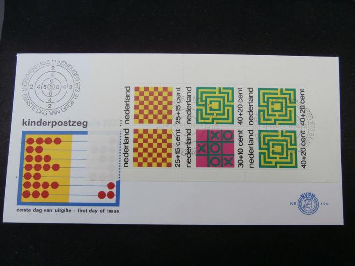 FDC 1973; FDC E-129a VELLETJE KINDERZEGELS, Postzegels en Munten, Postzegels | Eerstedagenveloppen, Onbeschreven, Nederland, Verzenden