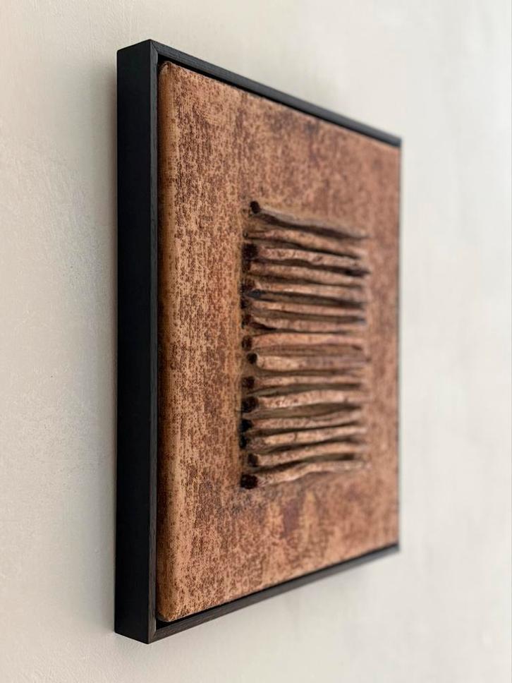 Havana Lines in Rust - Handgemaakt Kunstwerk, Antiek en Kunst, Kunst | Schilderijen | Abstract, Ophalen of Verzenden