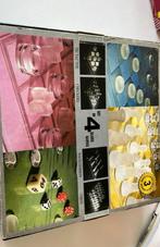 Set van 4 Glazen Spellen - Schaken, Dammen, Backgammon, Hobby en Vrije tijd, Een of twee spelers, Ophalen of Verzenden, Zo goed als nieuw