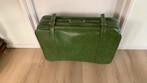 Retro Vintage zgan groen leren Koffer origineel jar 60, Ophalen, 50 tot 60 cm, 45 tot 55 cm, Leer