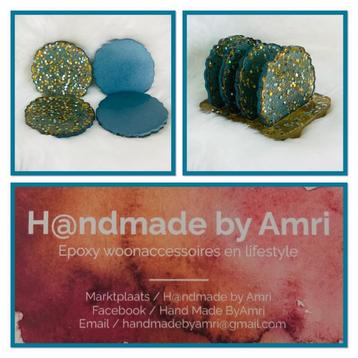 H@ndmade by Amri | epoxy onderzetters met houder | #5 beschikbaar voor biedingen