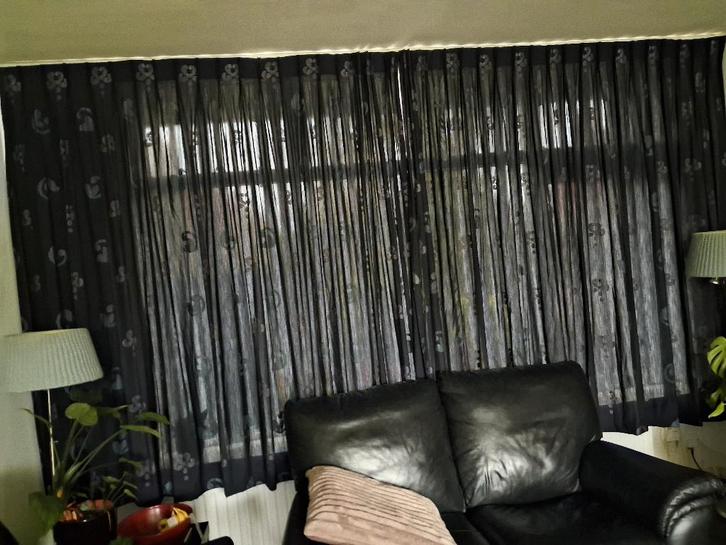 Gordijnen, Huis en Inrichting, Stoffering | Gordijnen en Lamellen, Zo goed als nieuw, 200 cm of meer, 200 cm of meer, Blauw, Ophalen