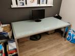 eettafel, werktafel, glazen blad, stalen frame, Ophalen, Gebruikt, 50 tot 100 cm, Glas