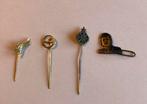 Vier speldjes (uit jaren 60?), Verzamelen, Speldjes, Pins en Buttons, Ophalen of Verzenden, Gebruikt, Overige onderwerpen