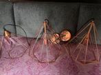 Drie losse hanglampen - Koperkleurig, Huis en Inrichting, Lampen | Hanglampen, Ophalen of Verzenden, Gebruikt, Metaal, Minder dan 50 cm