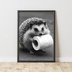 Egeltje met wc rol gedrukte foto in fotolijst, Met lijst, A4 of kleiner, Nieuw, Ophalen of Verzenden