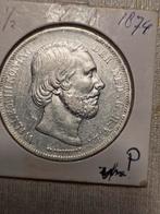 Zilveren 21/2  gulden 1874 - Koning Willem III, ½ gulden, Koning Willem III, Zilver, Ophalen of Verzenden
