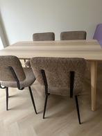 eettafel met 4 stoelen, Huis en Inrichting, Stoelen, Ophalen, Overige materialen, Bruin, Zo goed als nieuw