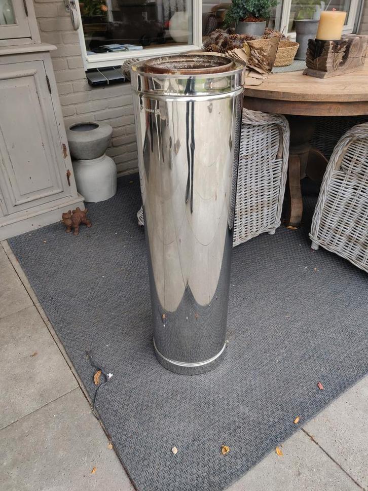 RVS Rookkanaal Dubbelwandig - 98cm, Doe-het-zelf en Verbouw, Verwarming en Radiatoren, Gebruikt, Kachel, 80 cm of meer, 60 tot 150 cm