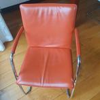 Leolux Freyr papaver oranje zacht soepel leer 4 stuks, Huis en Inrichting, Stoelen, Ophalen of Verzenden, Rood, Leer