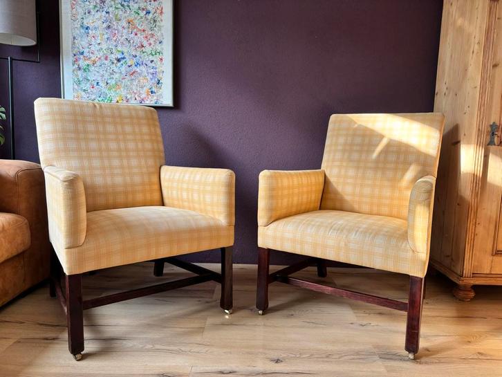 SET vintage landelijke fauteuils met wieltjes +antimacassar, Antiek en Kunst, Antiek | Meubels | Stoelen en Banken, Ophalen