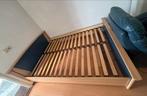 Houten bedframe - Tweepersoons 160, Huis en Inrichting, Slaapkamer | Bedden, Ophalen, Beige, Tweepersoons, Zo goed als nieuw