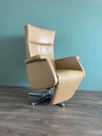 Nette beige leren relax fauteuil / relax stoel stervoet, Ophalen, Gebruikt, Minder dan 75 cm, Nvt