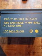 12.7 kistje gebruikt voor 9 mm patronen, Ophalen of Verzenden, Landmacht, Nederland, Kist of Geocache