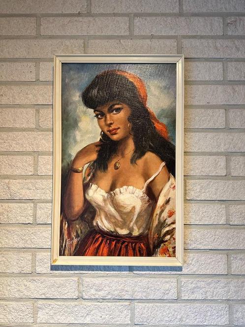 Wereld bekende zigeunermeisje van Torino van Vicente Roso, Antiek en Kunst, Kunst | Schilderijen | Klassiek, Ophalen of Verzenden