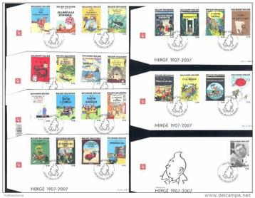 Belgie 7 FDC 3636-3660 Hergé Tintin Kuifje 2007 alle albums beschikbaar voor biedingen