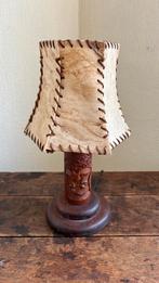 Indonische houtwerksnij lamp, Ophalen of Verzenden, Gebruikt, Minder dan 50 cm