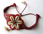 Mooie Rode Armband Cypraea Schelpen, Armband Bloem Schelpjes, Verzenden, Zo goed als nieuw, Met edelsteen