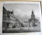 Ingelijste ets van de Groote Markt Bergen op Zoom, Ophalen of Verzenden