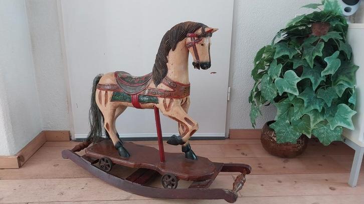 Antiek houten hobbelpaard vintage, Antiek en Kunst, Antiek | Speelgoed, Ophalen