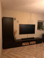 Zwarte ikea Tv meubel met hoge kast, Ophalen, Overige materialen, Gebruikt, 150 tot 200 cm